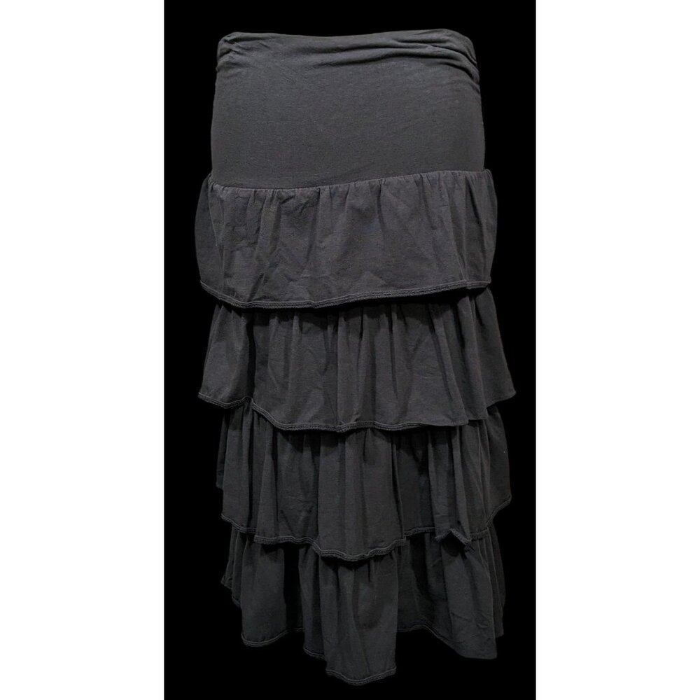 Gothic Steampunk Grey Ruffle Tiered Maxi Skirt by J.Crew